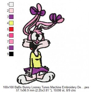 100x100 BaBs Bunny Looney Tunes Machine Embroidery Design Instant Download 02